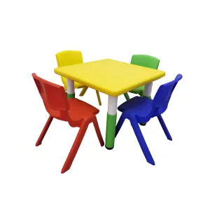 Tavolo Bambini Giallo 62x62x52 cm Altezza Regolabile Acciaio 2