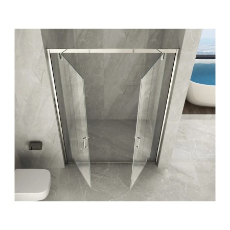 Box Doccia Nicchia 2 Ante Battente da 120cm Saloon Vetro 6 mm Porta in Cristallo