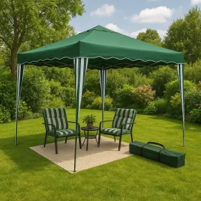 Gazebo Pieghevole Verde 3x3 m Struttura Acciaio Telo Poliestere 2