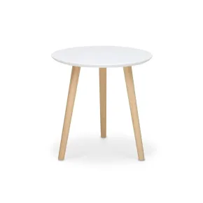 Outlet Tavolino da Caffè Rotondo Basso Bianco 40x40 cm Gambe Pino