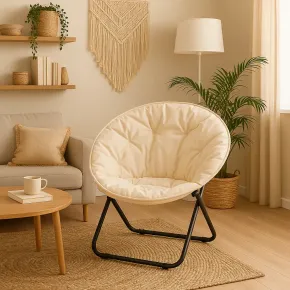 Poltrona Relax Beige in Acciaio e Poliestere da Interno ed Esterno 2