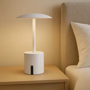 Lampada da Tavolo Ricaricabile Bianca con Regolatore di Luminosità 2