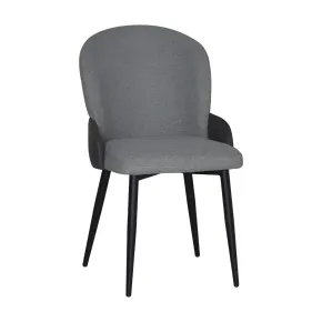 Set 2 Sedie Imbottite Tessuto Grigio e Antracite Gambe Metallo Nero