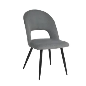 Set 2 Sedie da Interno Imbottite in Tessuto Grigio con Gambe Nere