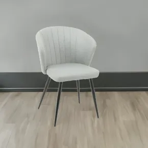 Set 2 Sedie da Interno Imbottite in Tessuto Grigio Chiaro Gambe Nere 2