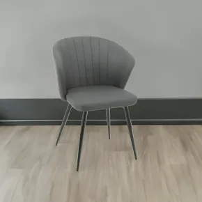 Set 2 Sedie da Interno Imbottite in Tessuto Grigio Scuro Gambe Nere 2