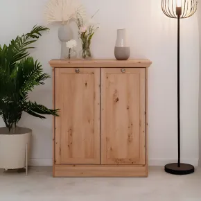 Credenza 2 Ante 80x35x90 cm Legno Rovere Anticato con Ripiani Interni 2