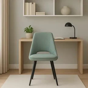 Set 2 Sedie Imbottite da Interno in Tessuto Verde Gambe in Metallo Nero 2