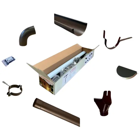 Kit C Grondaia Zincata Casette Legno Falde 260 e 300 cm con Accessori