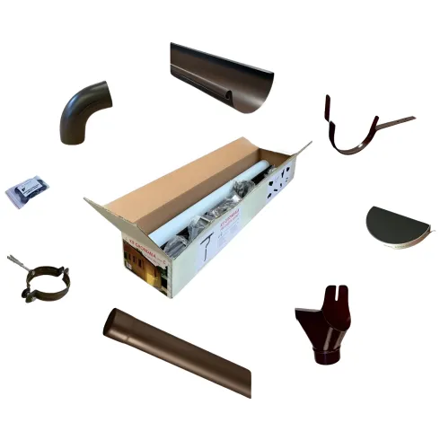 Kit G Grondaia Zincata Casette Legno Falde 500 e 580 cm con Accessori
