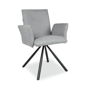 Set 2 Sedie Girevoli in Tessuto Grigio con Gambe in Metallo Nero 2