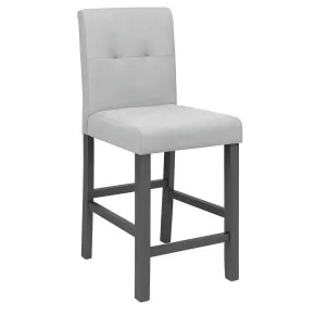 Set 2 Sgabelli in Legno Grigio con Seduta Imbottita in Tessuto Grigio