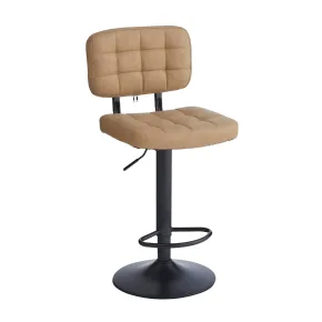 Set 4 Sgabello Regolabili Ecopelle Cammello Struttura in Metallo Nero