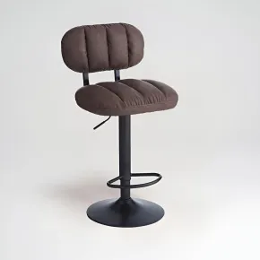 Sgabello in Ecopelle Marrone Regolabile con Poggiapiedi in Metallo 2