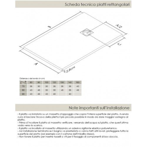 Piatto Doccia Grigio Rettangolare Effetto Pietra 70 80 90 100 120 140 Slim Flat