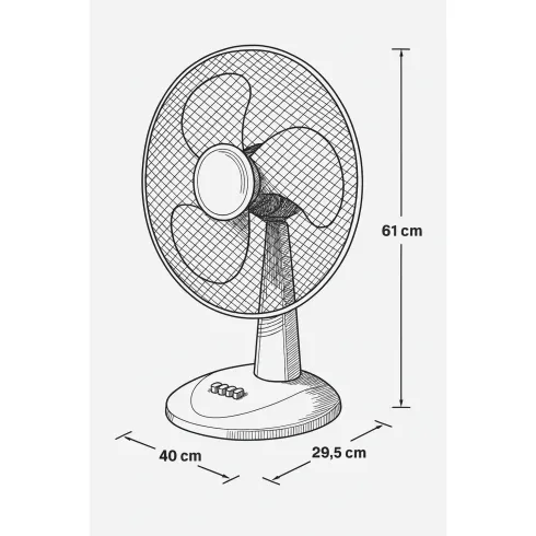 Ventilatore da Tavolo 45W con 3 Velocità Oscillante Inclinazione Regolabile