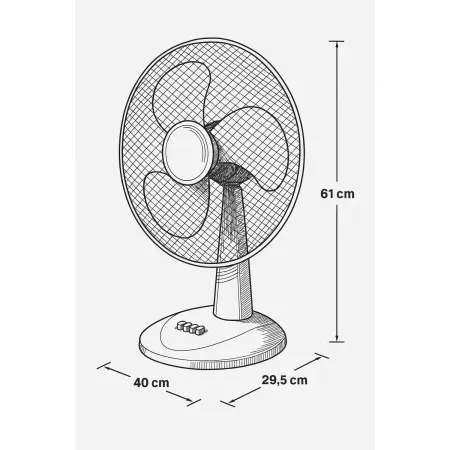 Ventilatore da Tavolo 45W con 3 Velocità Oscillante Inclinazione Regolabile