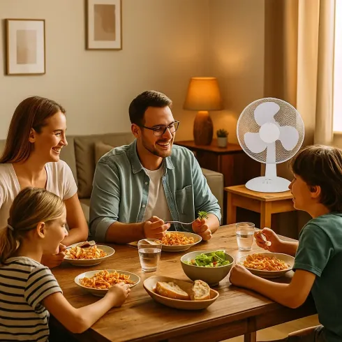 Ventilatore da Tavolo 45W con 3 Velocità Oscillante Inclinazione Regolabile