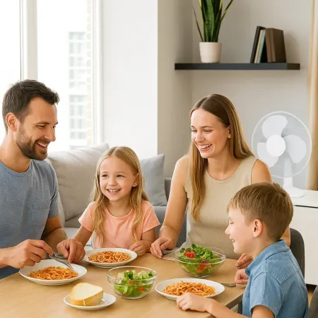 Ventilatore da Tavolo 45W con 3 Velocità Oscillante Inclinazione Regolabile