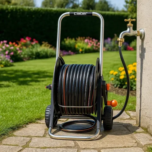 Outlet Avvolgitubo Claber 30m Carrello in Alluminio Tubo Irrigazione