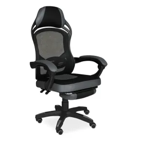 Sedia Gaming Ergonomica Nero Poggiapiedi Estensibile e Rete Traspirante