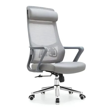 Poltrona da Ufficio Ergonomica Grigio con Schienale Alto in Rete Reclinabile