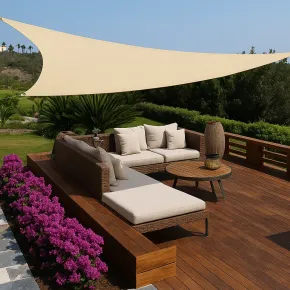 Vela Ombreggiante Triangolare 3,6x3,6 m Beige Idrorepellente da Esterno 2