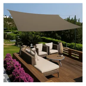 Tenda a Vela Rettangolare 4x5 m Tortora Impermeabile da Esterno 2