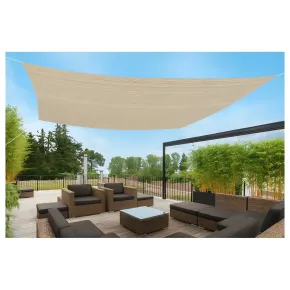 Telo a Vela Ombreggiante Quadrato 3x3 m Beige per Giardino Terrazzo 2