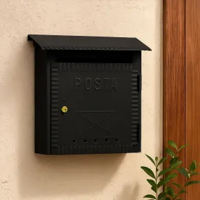 Cassetta Postale Ferro Battuto 23x8x27 cm Nero da Parete per Esterni 2