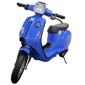 Scooter Elettrico Blu per Bambini 24V Sedile Pelle Ruote Pneumatiche