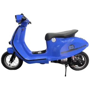 Scooter Elettrico Blu per Bambini 24V Sedile Pelle Ruote Pneumatiche 2