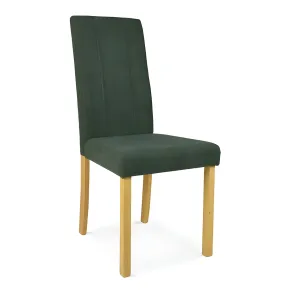 Set 2 Sedie in Tessuto Verde 45x46,5x100 cm Gambe Rovere Sala da Pranzo
