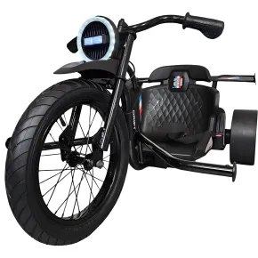 Triciclo Elettrico Bambini 24V Nero 3 Ruote 2 Motori Luci LED