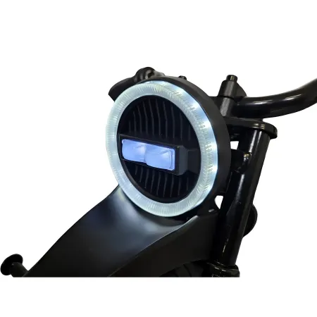 Triciclo Elettrico Bambini 24V Nero 3 Ruote 2 Motori Luci LED