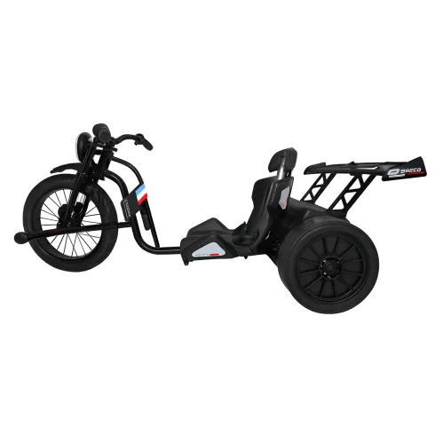 Triciclo Elettrico Bambini 24V Nero 3 Ruote 2 Motori Luci LED