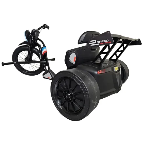 Triciclo Elettrico Bambini 24V Nero 3 Ruote 2 Motori Luci LED