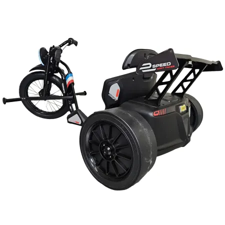 Triciclo Elettrico Bambini 24V Nero 3 Ruote 2 Motori Luci LED