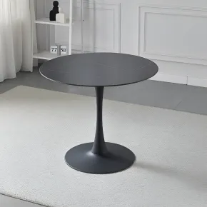 Tavolo Rotondo Nero Opaco e Oro Diametro di 120 cm per Sala da Pranzo 2