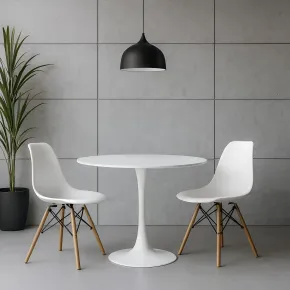 Tavolo Rotondo Bianco Opaco Diametro di 120 cm per Sala da Pranzo 2