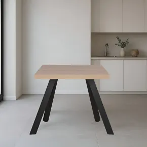 Tavolo Quadrato 80x80 cm da Pranzo Piano Rovere Struttura Nera 2