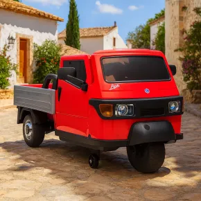 Ape Car Piaggio Elettrica per Bambini Rosso con Ruote EVA e Telecomando 2