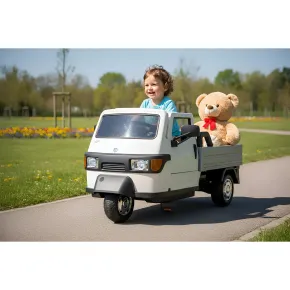 Ape Car Piaggio Elettrica per Bambini Beige con Ruote EVA e Telecomando 2