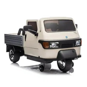 Ape Car Piaggio Elettrica per Bambini Beige con Ruote EVA e Telecomando