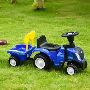 Trattore Macchina a Spinta 4 Ruote per Bambino Cavalcabile Rimorchio 2