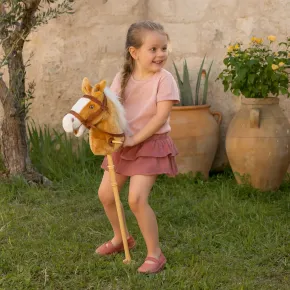 Cavallo Cavalcabile per Bambini Marrone con Asta Smontabile e Suoni 2