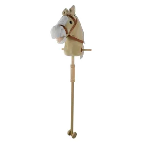 Cavallo Hobby Horse per Bambini Beige con Asta Smontabile e Suoni