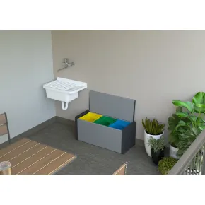 Baule Raccolta Differenziata 85x34x39,5 cm Uso Esterno Grigio PVC 2
