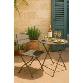 Sedia Pieghevole in Acciaio Taupe per Esterno e Interno 42x50x88 cm 2
