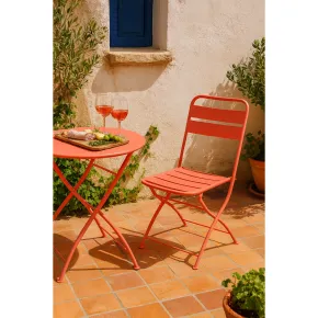 Sedia Pieghevole in Acciaio Rosso per Esterno e Interno 42x50x88 cm 2